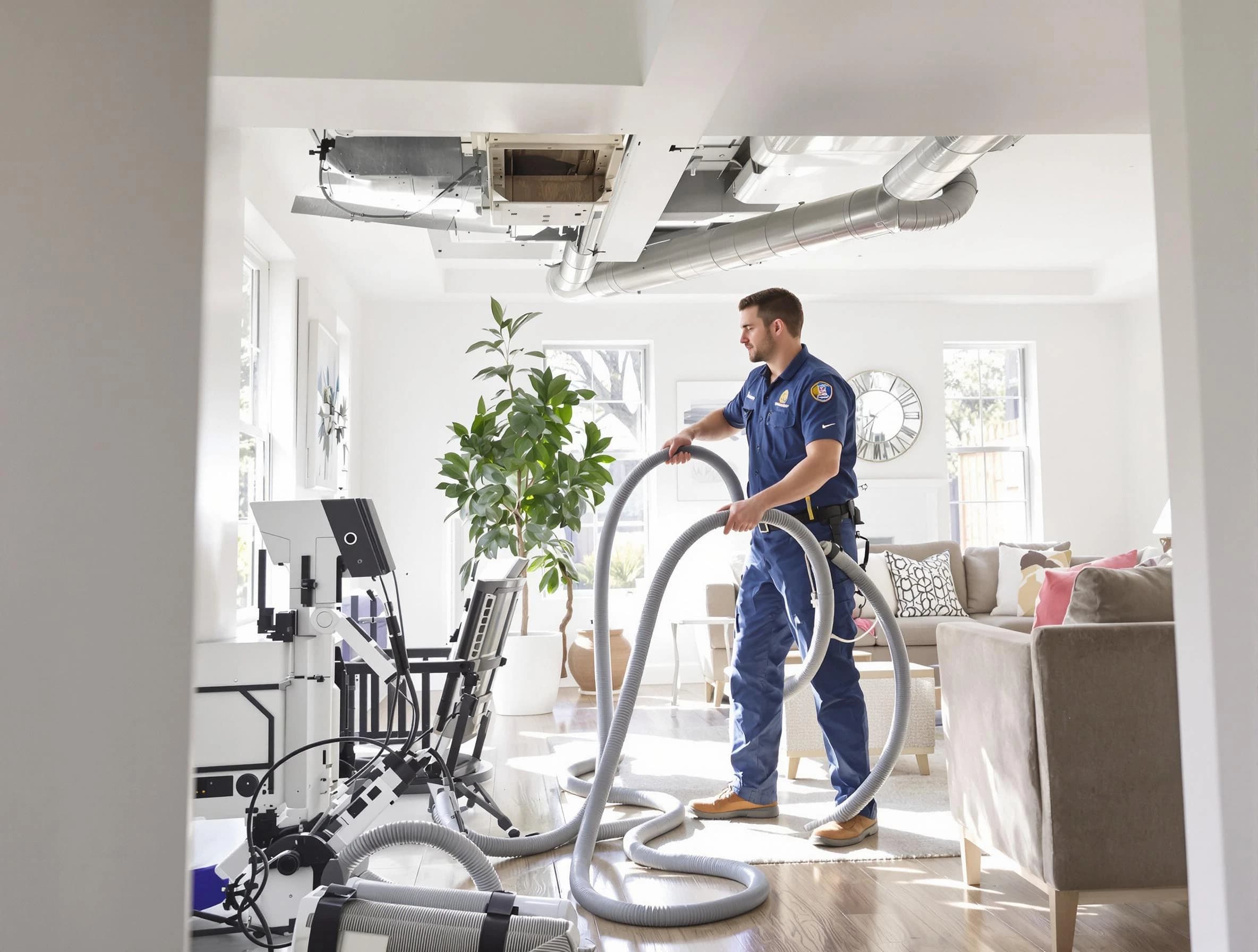 Santa Ana Air Duct Cleaning technician performing thorough AC duct cleaning for enhanced cooling efficiency in Santa Ana