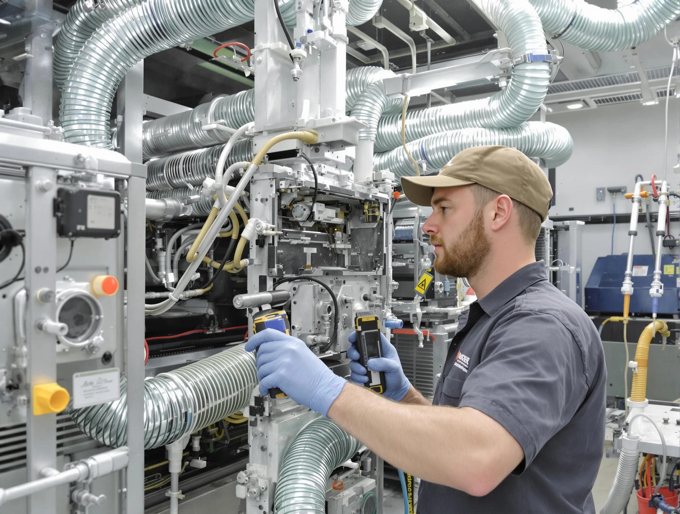 Santa Ana Air Duct Cleaning technician performing precision commercial coil cleaning at a business facility in Santa Ana