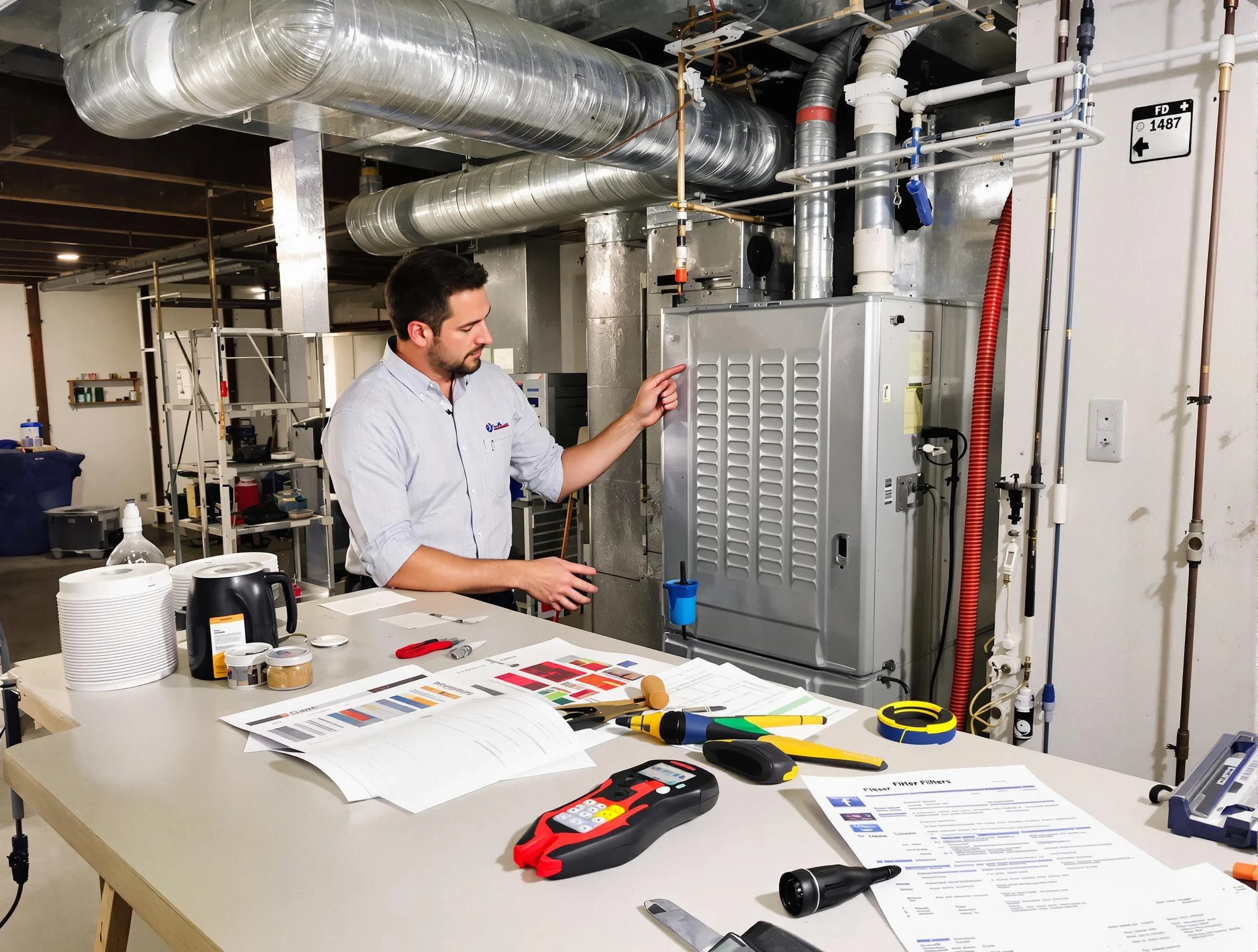 Santa Ana Air Duct Cleaning inspector conducting detailed filter system evaluation using professional diagnostic tools in Santa Ana