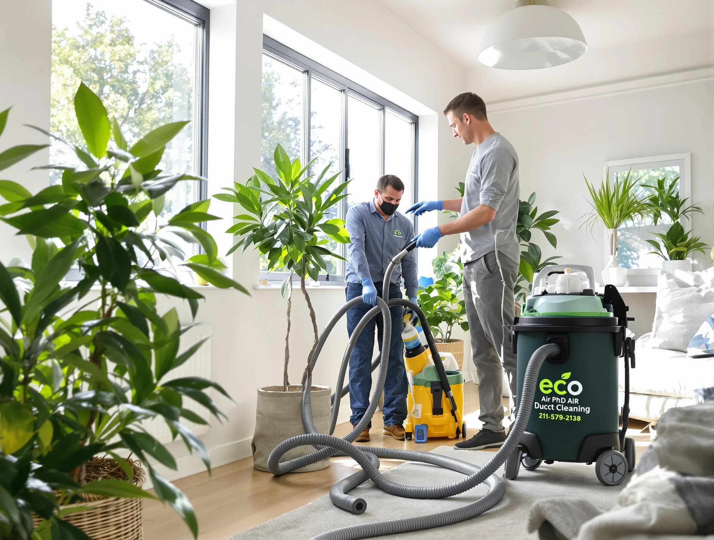Santa Ana Air Duct Cleaning technician performing eco-friendly duct cleaning using sustainable methods in Santa Ana
