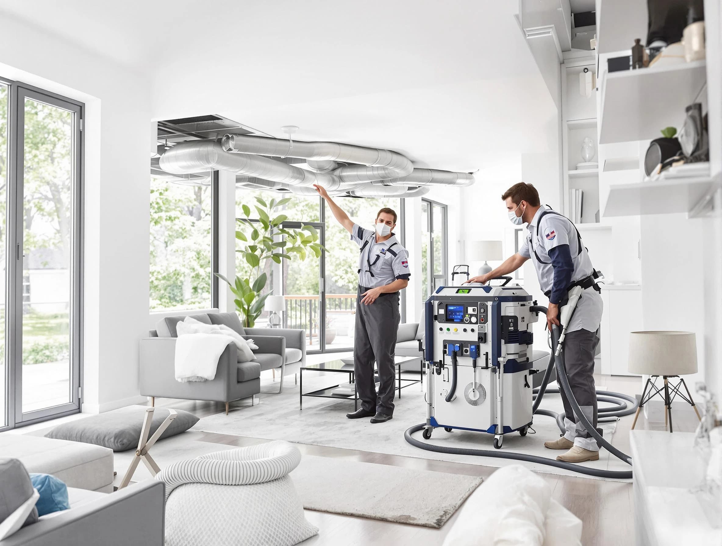 Santa Ana Air Duct Cleaning professional conducting pure air duct cleaning with state-of-the-art equipment in Santa Ana