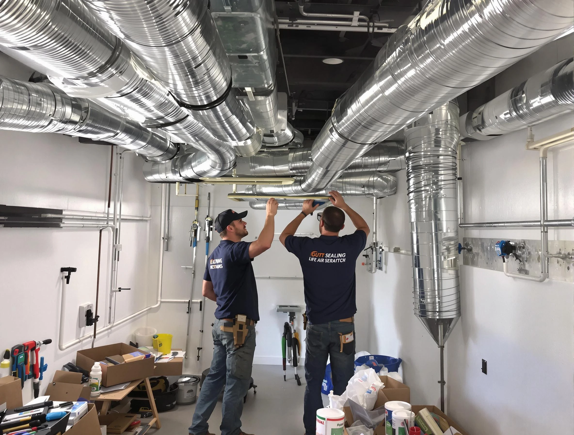 Santa Ana Air Duct Cleaning technician applying professional duct sealing solutions in Santa Ana