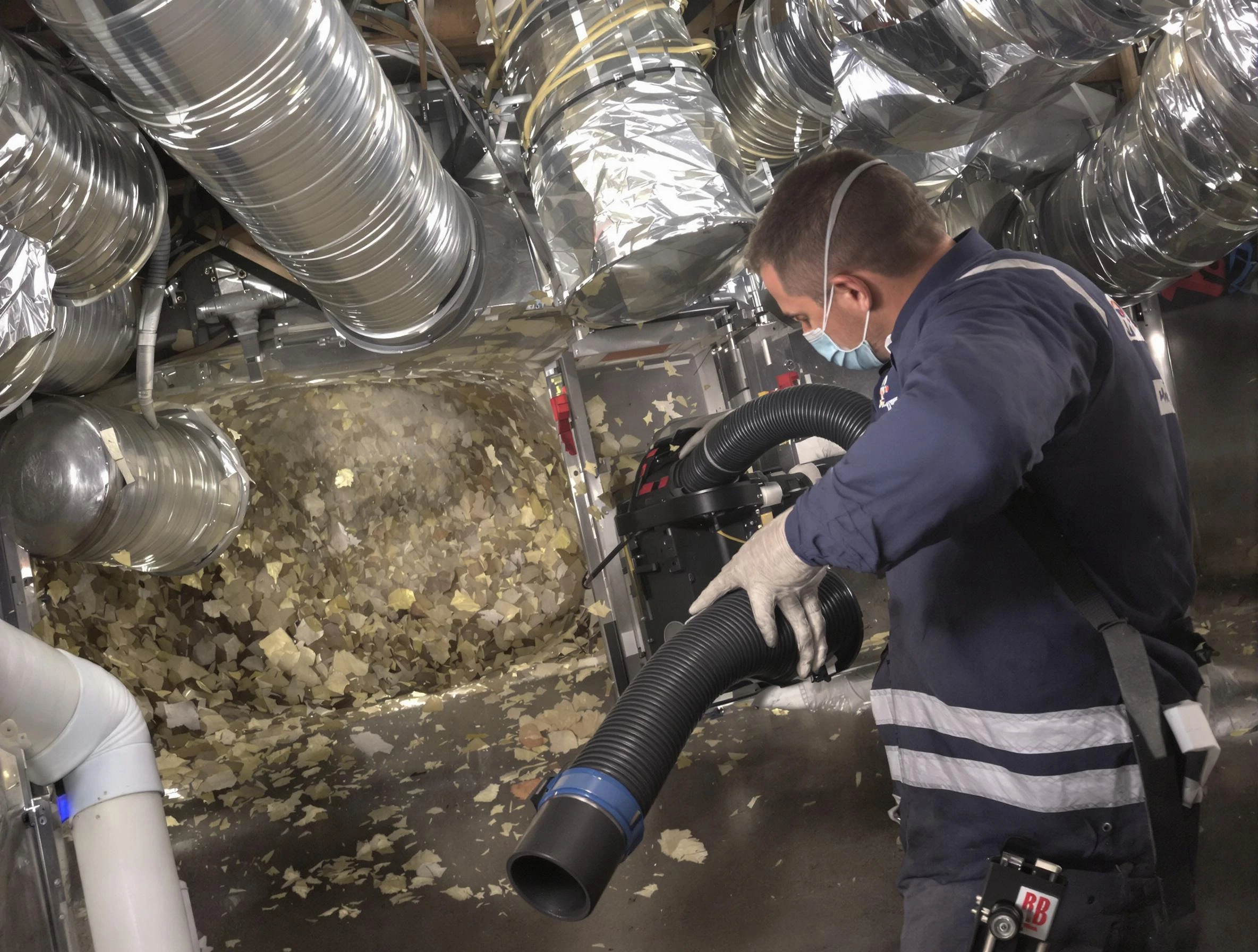 Santa Ana Air Duct Cleaning specialist operating negative pressure cleaning equipment for thorough duct maintenance in Santa Ana